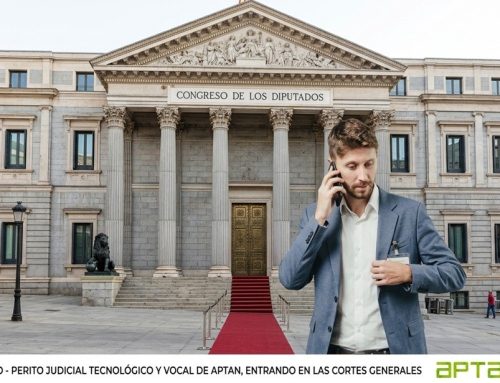 Jorge Coronado, socio de APTAN, analizando los riesgos tecnológicos en las Cortes Generales